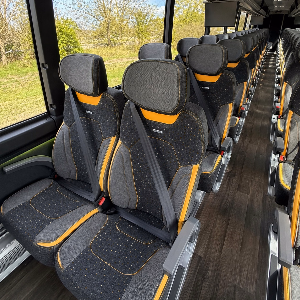 56 passenger charter bus inside